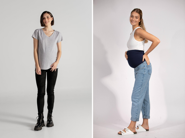 JEAN BOYFRIEND AZUL + JULIA T-SHIRT GRIS