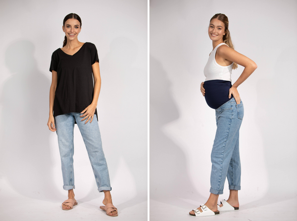 JEAN BOYFRIEND AZUL + JULIA T-SHIRT NEGRO