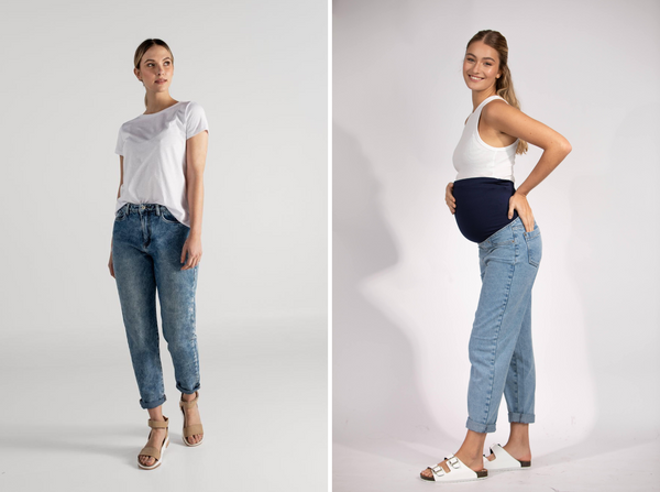 JEAN BOYFRIEND AZUL + SARA T-SHIRT BLANCA