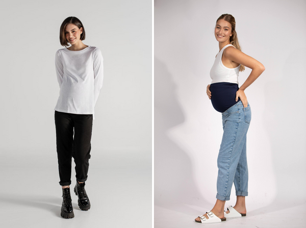 JEAN BOYFRIEND AZUL + TINA T-SHIRT BLANCA