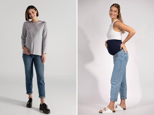 JEAN BOYFRIEND AZUL + TINA T-SHIRT GRIS