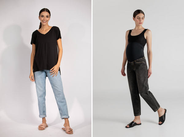 JEAN BOYFRIEND GRIS + JULIA T-SHIRT NEGRO