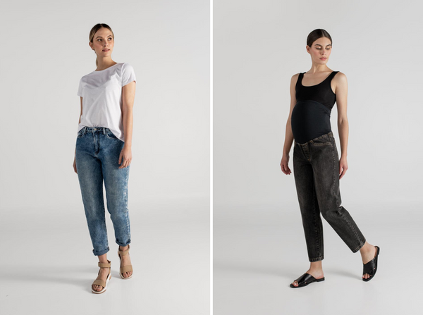 JEAN BOYFRIEND GRIS + SARA T-SHIRT BLANCA