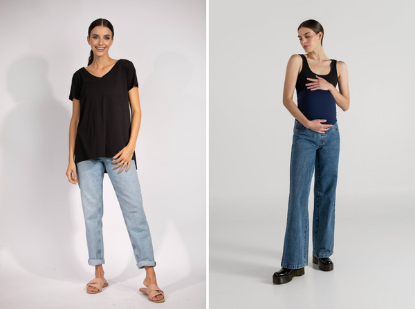 JEAN FLARE AZUL + TINA T-SHIRT NEGRO