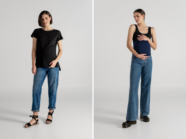 JEAN FLARE AZUL + SARA T-SHIRT NEGRO