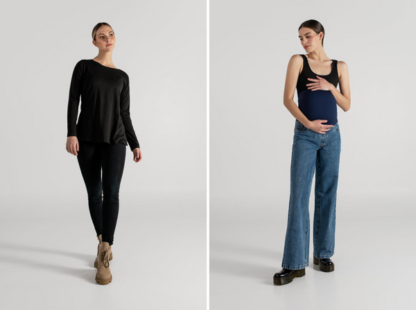 JEAN FLARE AZUL + TINA T-SHIRT NEGRO