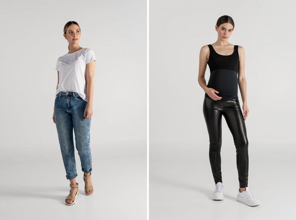 LEGGING CUERINA NEGRO + SARA T-SHIRT BLANCO