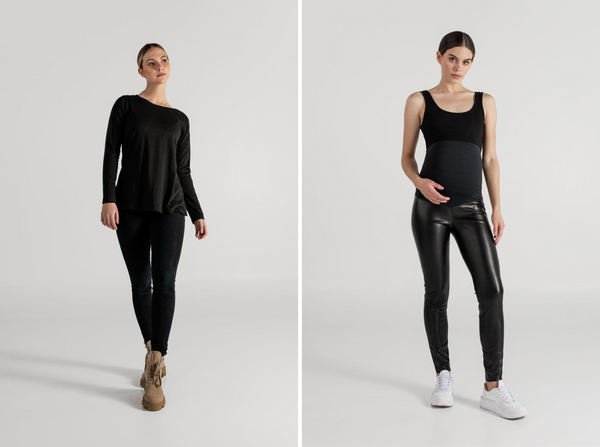 LEGGING CUERINA NEGRO + TINA T-SHIRT NEGRO