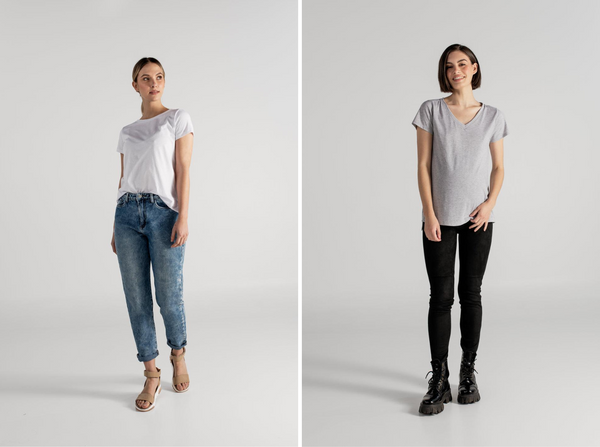 SARA T-SHIRT BLANCA + JULIA T-SHIRT GRIS