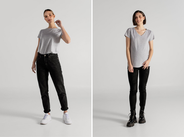 SARA T-SHIRT GRIS + JULIA T-SHIRT GRIS