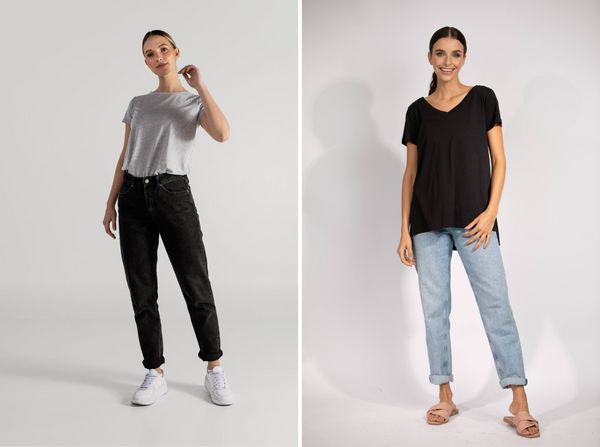 SARA T-SHIRT GRIS + JULIA T-SHIRT NEGRO