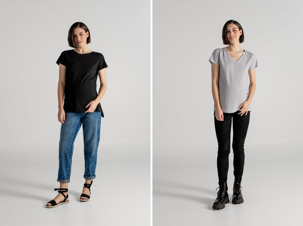 SARA T-SHIRT NEGRO + JULIA T-SHIRT GRIS