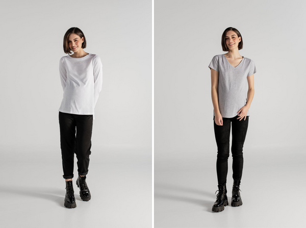 TINA T-SHIRT BLANCO + JULIA T-SHIRT GRIS