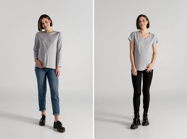 TINA T-SHIRT GRIS + JULIA T-SHIRT GRIS